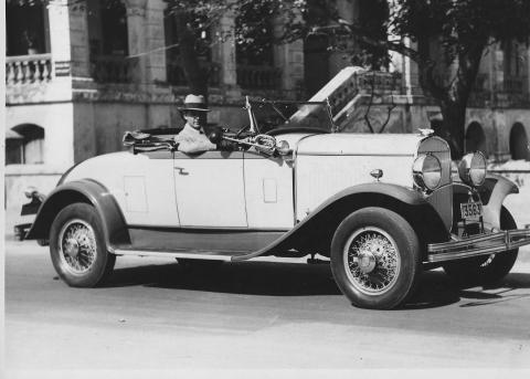 Paul at the wheel of a Chrysler Imperial 1927