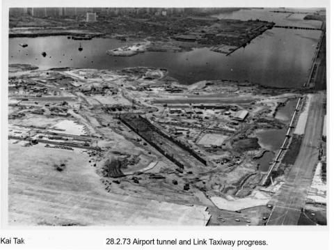 Kai Tak airport passenger terminal parking apron reclamation works including public traffic tunnel under the airport