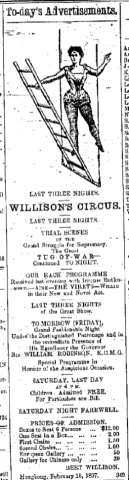 Willison's Circus Last Three Nights The China Mail page 2 18th February 1897