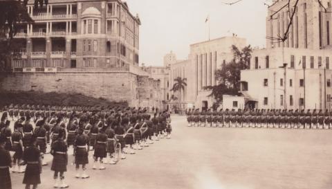 Seaforth Highlanders on Murray Parade Ground - April 1937