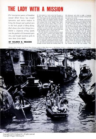 Ethel Groce, Lady with a Mission, article in Maclean's, 1961 - page 1