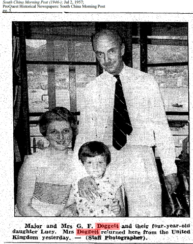 Jill Doggett with husband and daughter, 1957