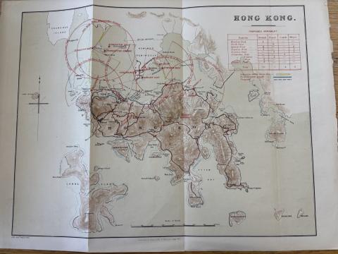 Map of Hong Kong batteries with arcs of fire