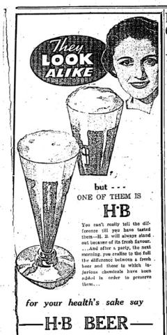 HB Beer advert 1935