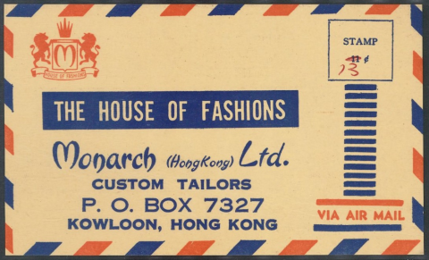 1967 (16 NOV) Monarch (HongKong) Ltd.’s Metered-stamp cover – sent to MRS. ISRAEL GRETH, RD.#1, SINKING SPRING, PA. 19608, U.S.A. (Reply-Card)
