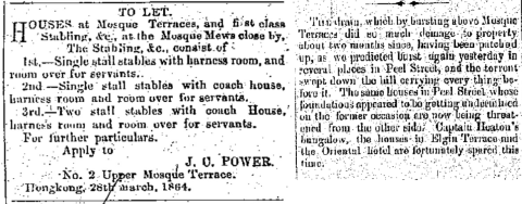  Mosque Terraces in 1864 : ads and news
