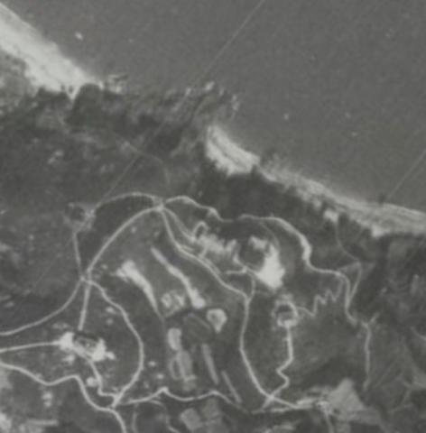 1924 Aerial Photo -Building on a hill on Cheung Chau with Radiating Pathways