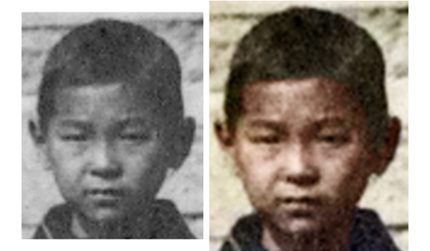 Before and after - photo restoration and colourisation without using AI software