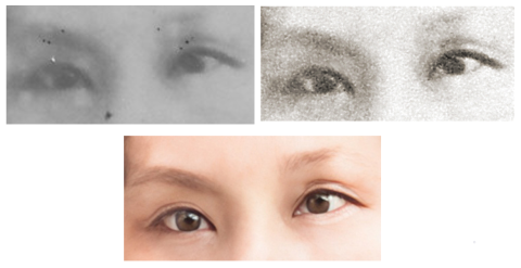 Before and after, and using different scanners - photo restoration, colourisation and use of AI software to improve eyes