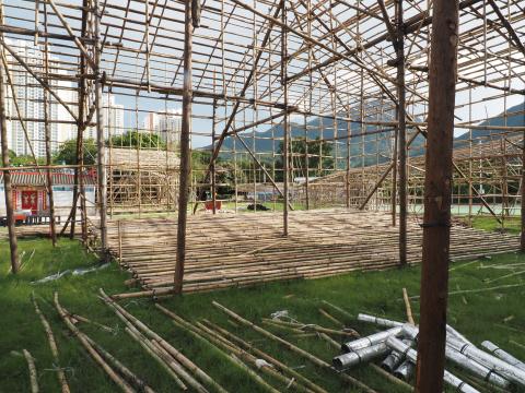 Seating location without the wooden boards, yet