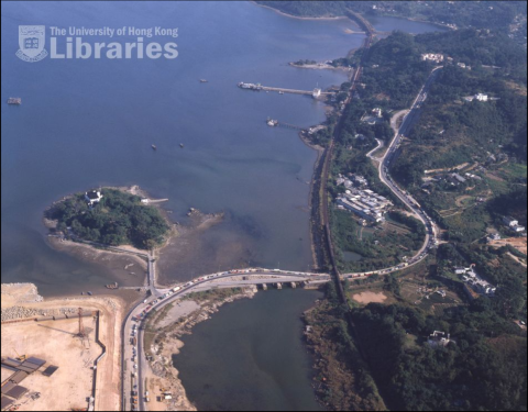 Aerial view of Tai Po, shows construction site of Wang Fuk Court