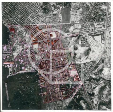 Aerial photo, 1935, shows Garden City Development with Kadoorie Avenue and Braga Circuit under construction on the right