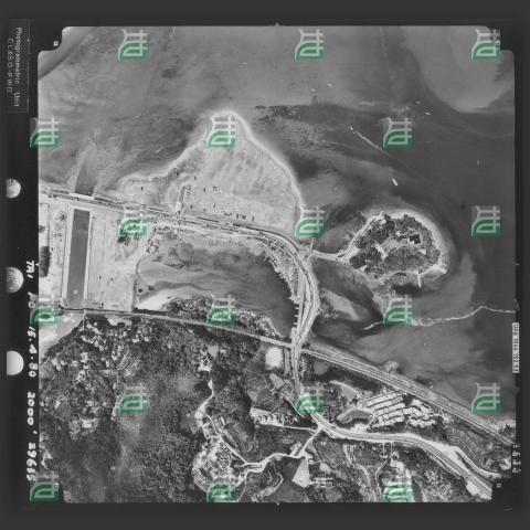 Aerial photo of Tai Po, 1980, shows construction site has started of Wang Fuk Court
