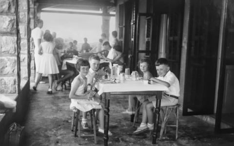 Rousseau's House #27 verandah, Cheung Chau, children's party.