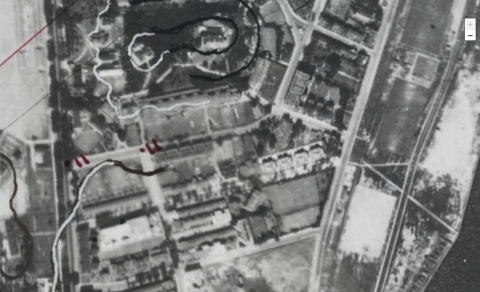 Aerial photo of Kimberley, Granville, and Cameron Roads, 1924