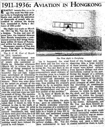 1911-1936 Aviation in Hong Kong