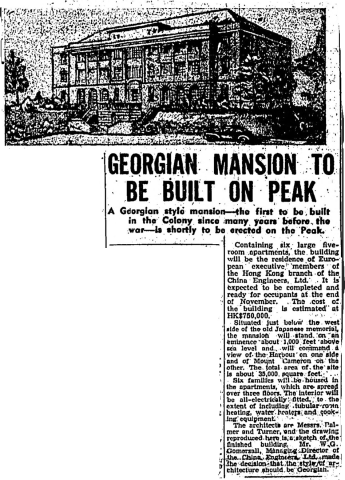 Georgian mansion to be built on Peak