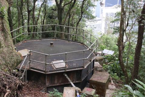 Octagonal water tank below Barker Road