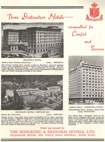 Advertisement for Hongkong & Shanghai Hotels, Ltd.