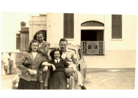 Photo of Elsa Soares Balcerzak (bottom right) with her brother (upper left) his wife (lower right) and unidentified person (upper right). 