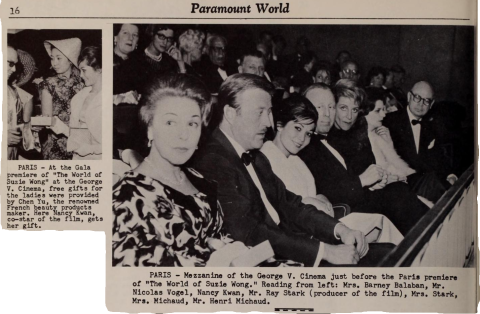 At the Paris premiere of "The World of Suzie Wong"