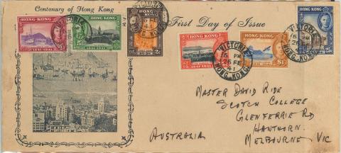 1941 (26 FE) Dr. L.T. Ride Graca & Co. First Day of Issue Cover: Dr. Ride personally sent to his eldest son, MASTER DAVID RIDE, SCOTCH COLLEGE, GLENFERRIE RD, HAWTHORN, MELBOURNE, VIC, AUSTRALIA