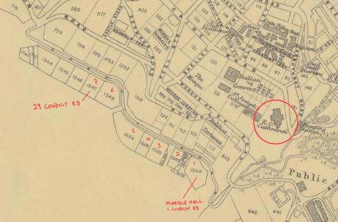 29 Conduit Road identified on 1909 street map of Victoria City, Hong Kong