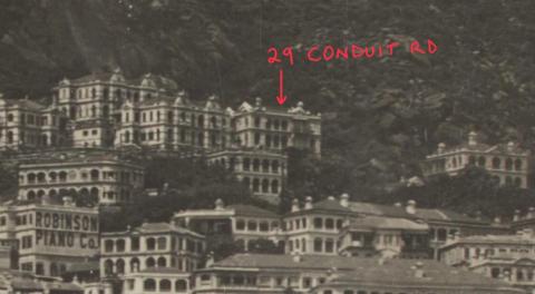 29 Conduit Road crop on 1906 Panorama of Hong Kong