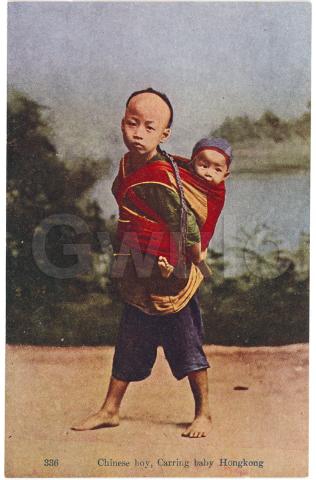 "336 Chinese boy, Carring baby Hongkong"