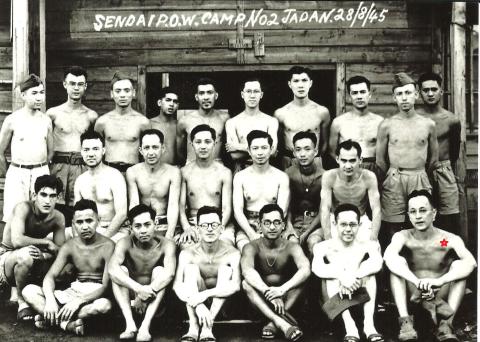 photograph of private john bernard patrick byrne  hkvdc #4732   aka barney   irish prisoner of the japanese   at yoshima pow camp sendai 2b    28th august 1945