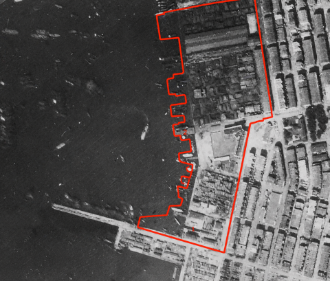 1924 Aerial Photo of Yau Ma Tei Waterfront north of the Government Launch Repair Yard