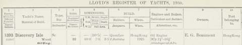 Quan Lee shipbuilder built the yacht 'Discovery Isle' in 1925
