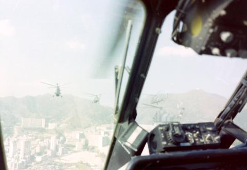 Wessex helicopters in flight