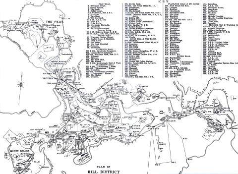 1924 Map of Peak- Listing KNOCKLAYD in Key as 300 The Peak but NOT shown on map
