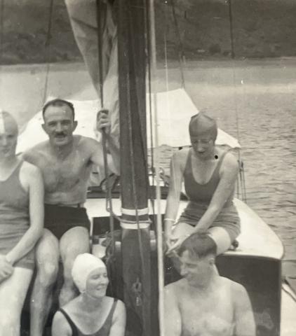 George Stopani Thomson - left - and others on a swimming trip in hong kong