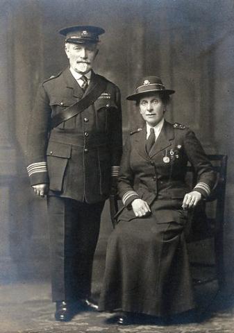 Sir James Cantlie and Lady Mabel cantlie in St Johns Ambulance Uniform