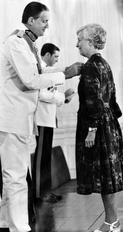 Elsie received CBE from Lord MacLehose in 1978