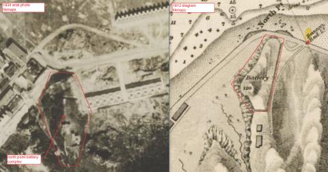 North Point Battery - HKmaps 1912 diagram vs 1934 aerial photo