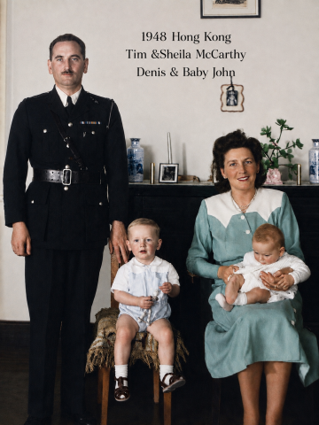 Family photo 1948.Tim McCarthy, his wife Sheila , Denis & Baby John. 