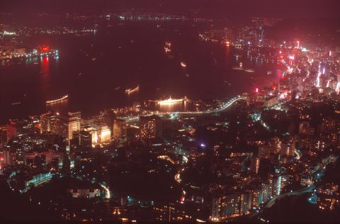 Victoria Harbour at night, c.1967
