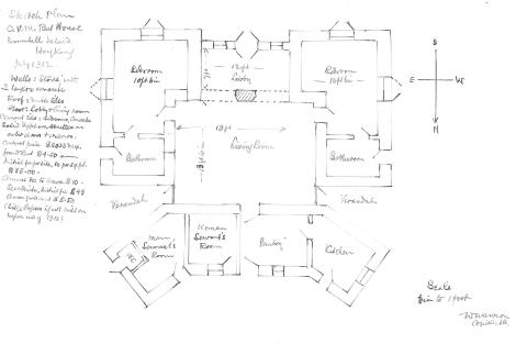 House 10 Cheung Chau, architect's ground plan 2 with notes