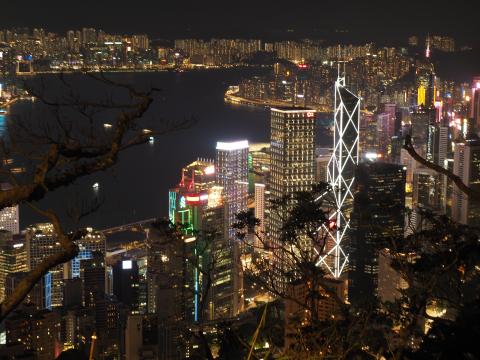 Victoria Harbour at night, 2026