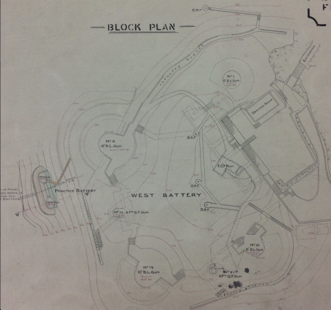 stonecutters west battery, stonecutters island. initial configuration 1900