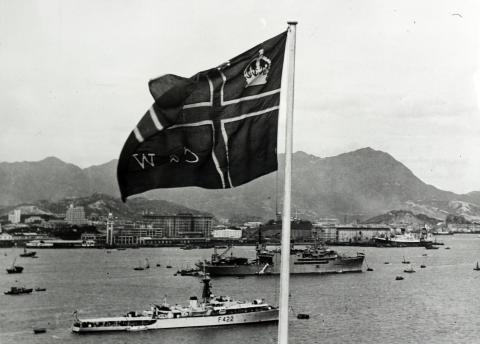 Hong Kong Harbour and Kowloon City from the roof of Cable and Wireless Office, Electra House, Hong Kong - August 1952