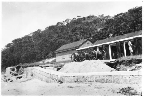 Aug 36, post-typhoon. Gun sheds, Stonecutters
