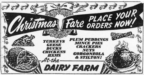 Dairy Farm christmas advert-December 1950