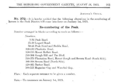 1924 - Re-numbering of the Peak