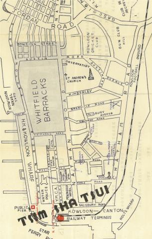 Sketched Map of Tsim Sha Tsui, 1930s or 1940s