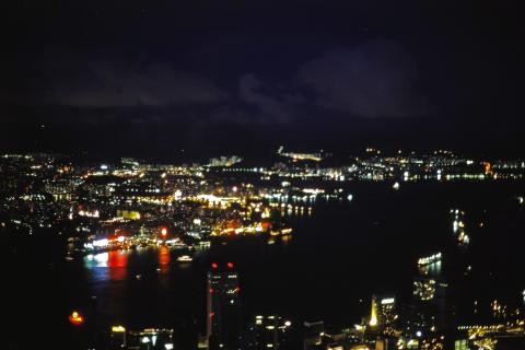 Night view from the peak: Victoria Harbour and Kowloon (1980)