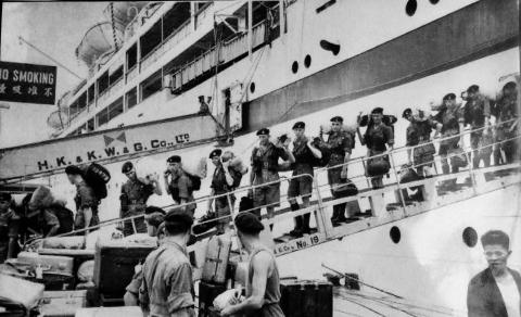 National Servicemen arrive in Hong Kong 1957.